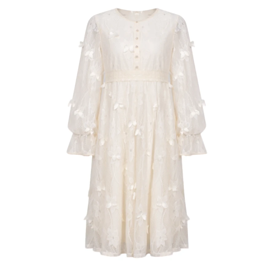 【ZOSOUL/佐色】蕾丝气质仙气蝴蝶连衣裙（323626629）