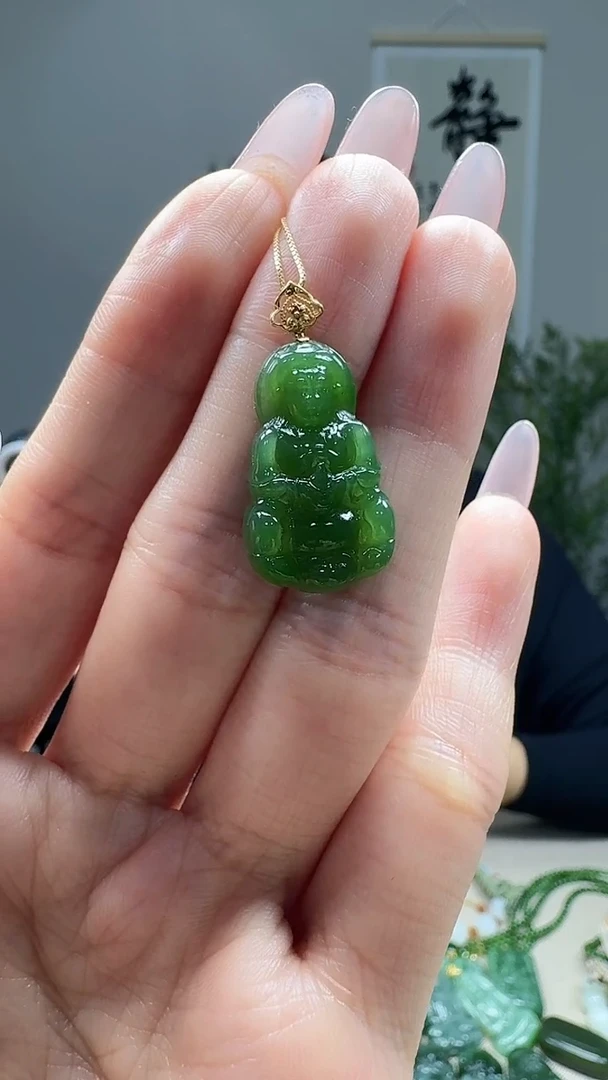 吊坠(不含链)18K金镶嵌和田玉1