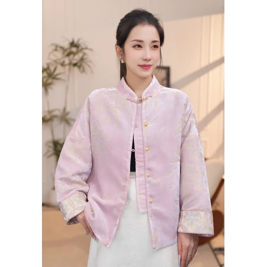 【芳华】新中式中国风长袖上衣女士丝绒上衣外套新中式外套