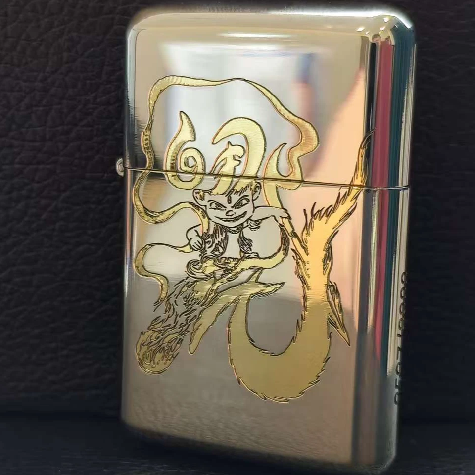 佐罗ZORRO煤油打火机男士二代790镀镍魔童哪吒定位珠机芯镶嵌创意