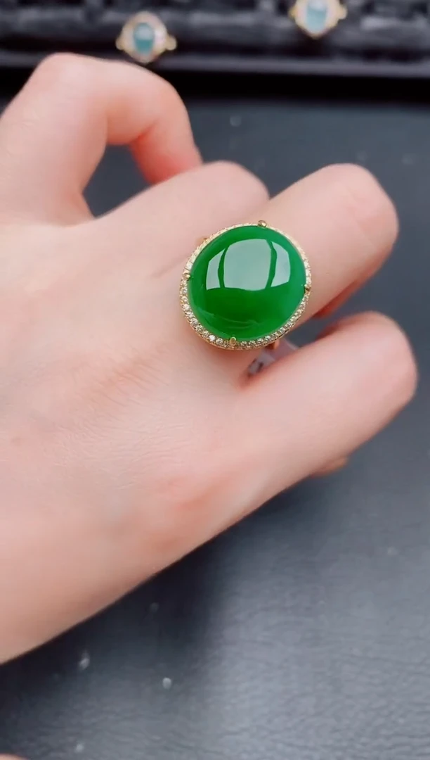【闪购商品】翡翠戒指银S925镶嵌天然a货翡翠449
