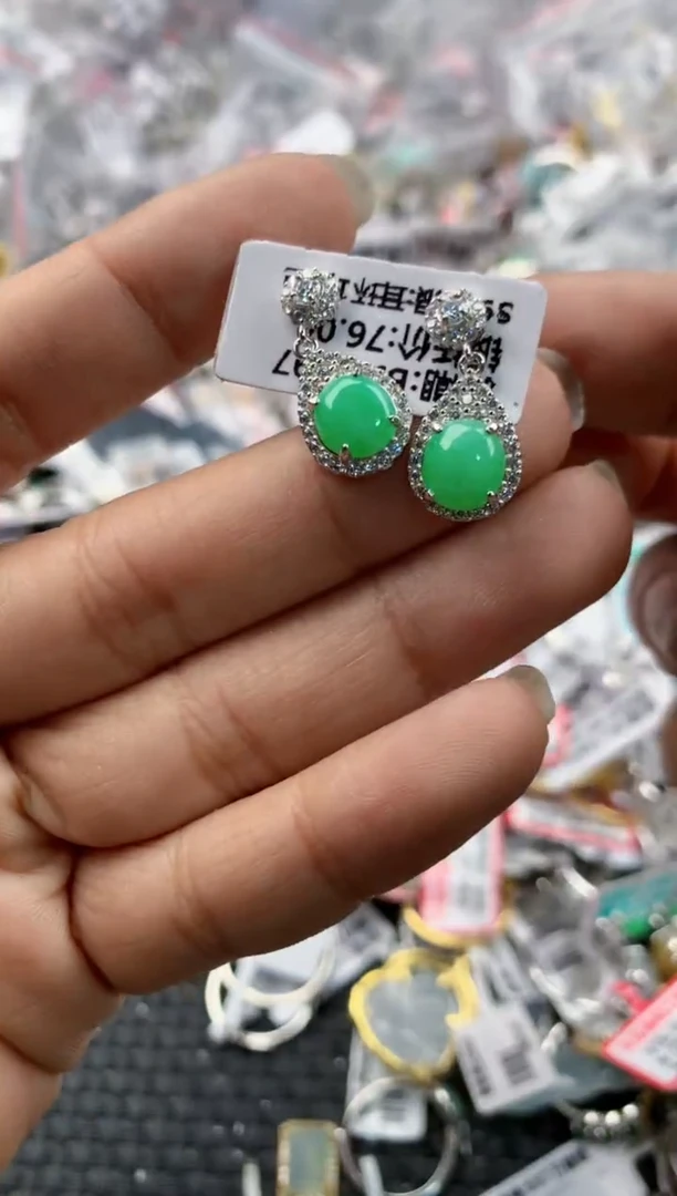 银S925镶嵌戒指翡翠161616----4*