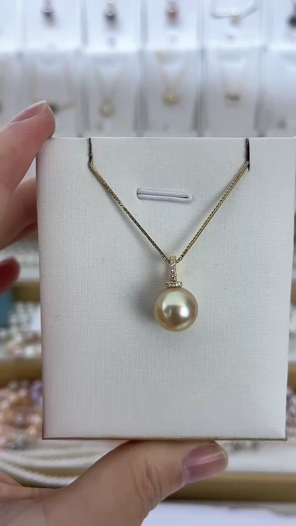 【闪购商品】海水珍珠颈饰未镶嵌天然极光珍珠浓金金珠奶奶嘴扣