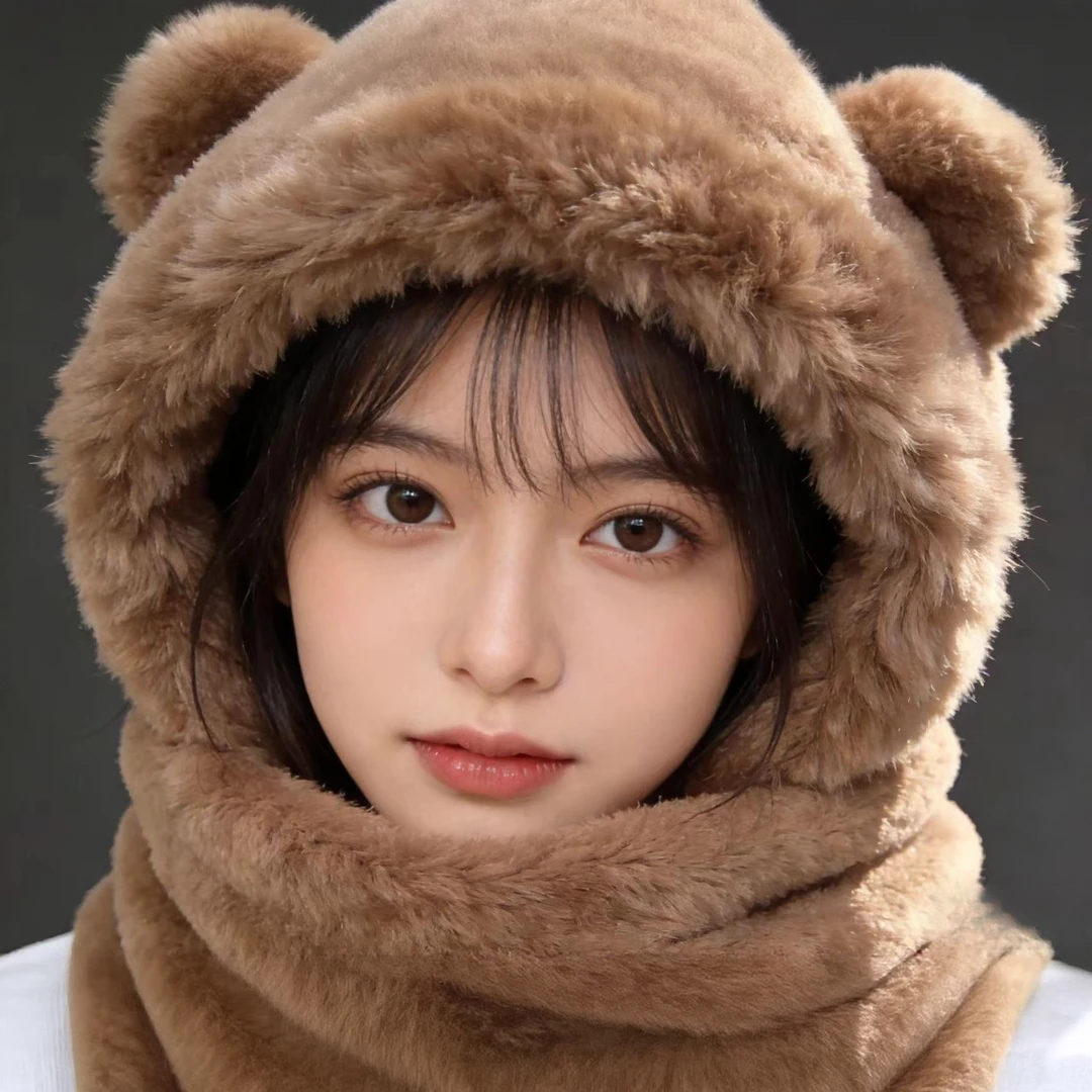 【10214】欧家三合一百搭冬天加绒保暖帽子