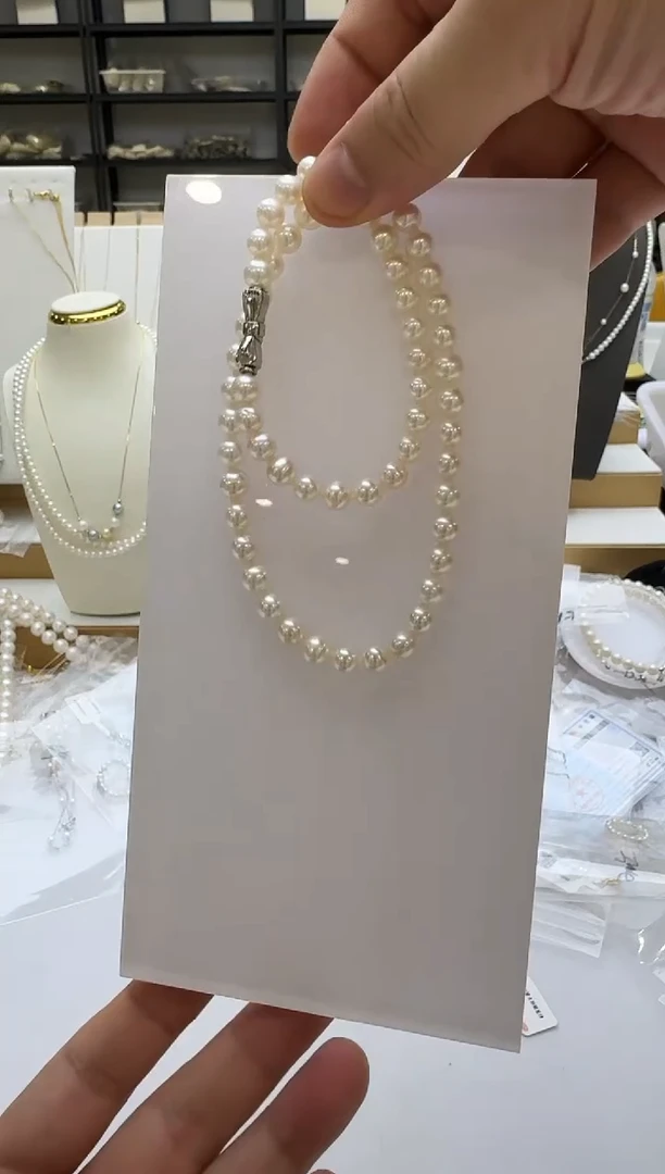 淡水珍珠银S925镶嵌项链7-8mm 无核-蝴蝶结