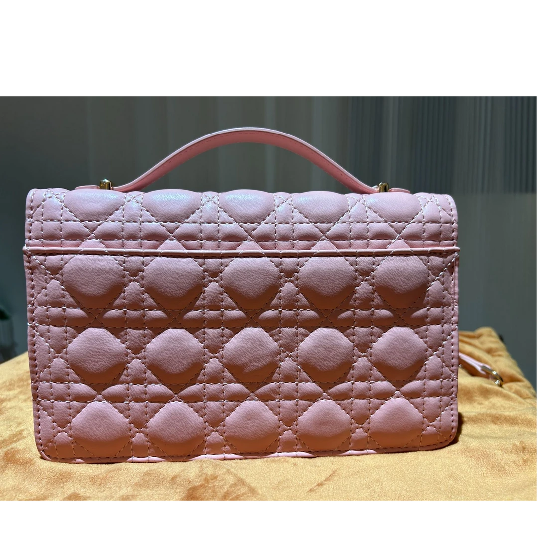 HIRMRIS手工真皮包550706-粉 横四格手提蒂