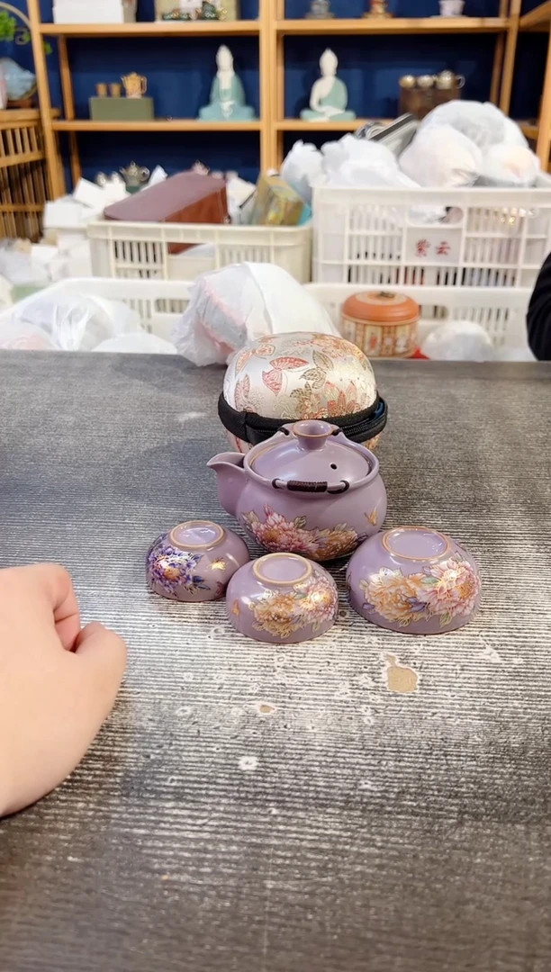 其他汝窑牡丹花紫气东来变色一壶3杯带包