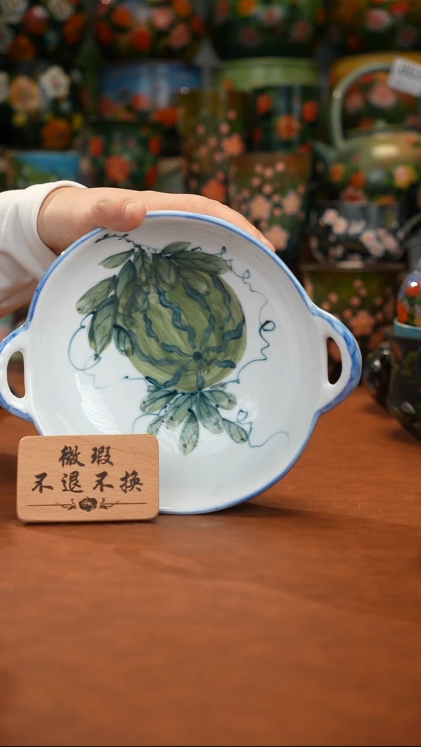 陶瓷油画手绘釉下彩微瑕