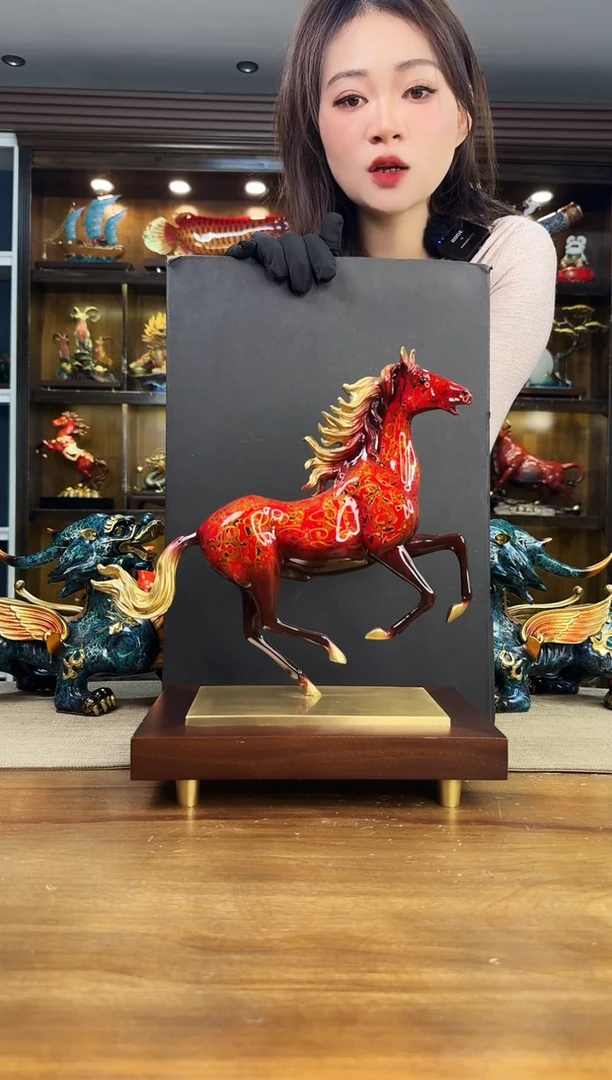 黄铜鑫****2马到成功摆件大漆高度32CM 长度28CM 3个