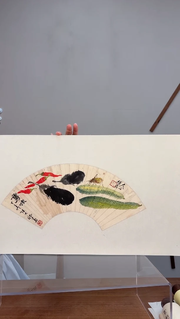 书法张老师合作作品 扇面