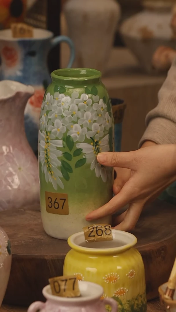 陶瓷景德镇设计师手作花器摆件侘寂风@M367@