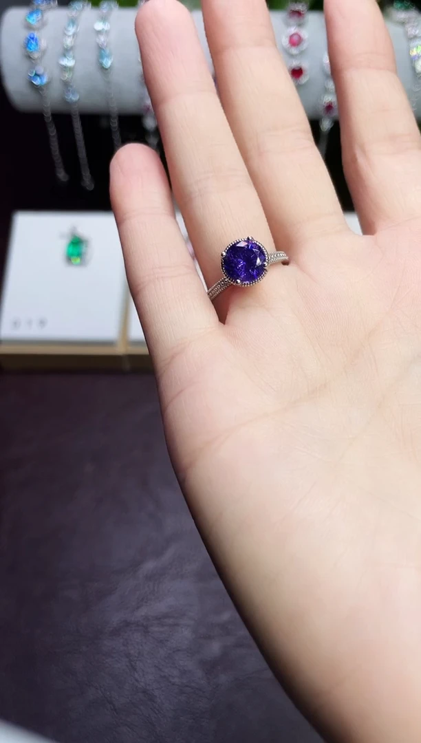 合金合成钻石紫宝戒指