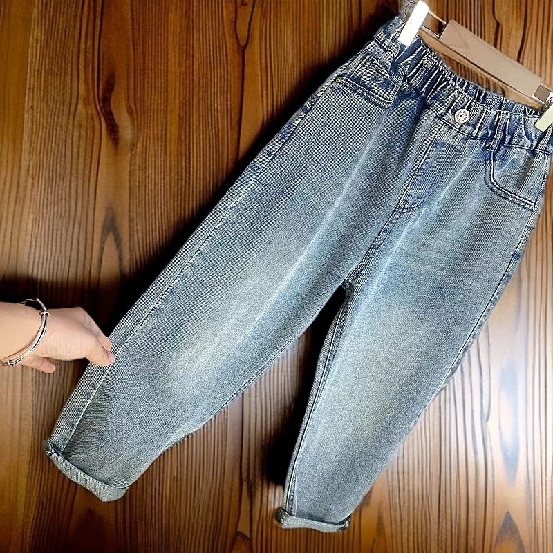 【慕慕家】2025年春季新款时尚休闲中大童韩版百搭宽松亲子牛仔裤