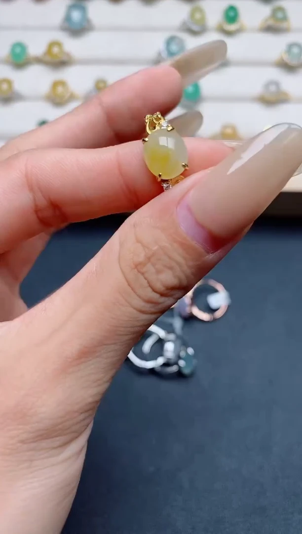 翡翠戒指银S925镶嵌.