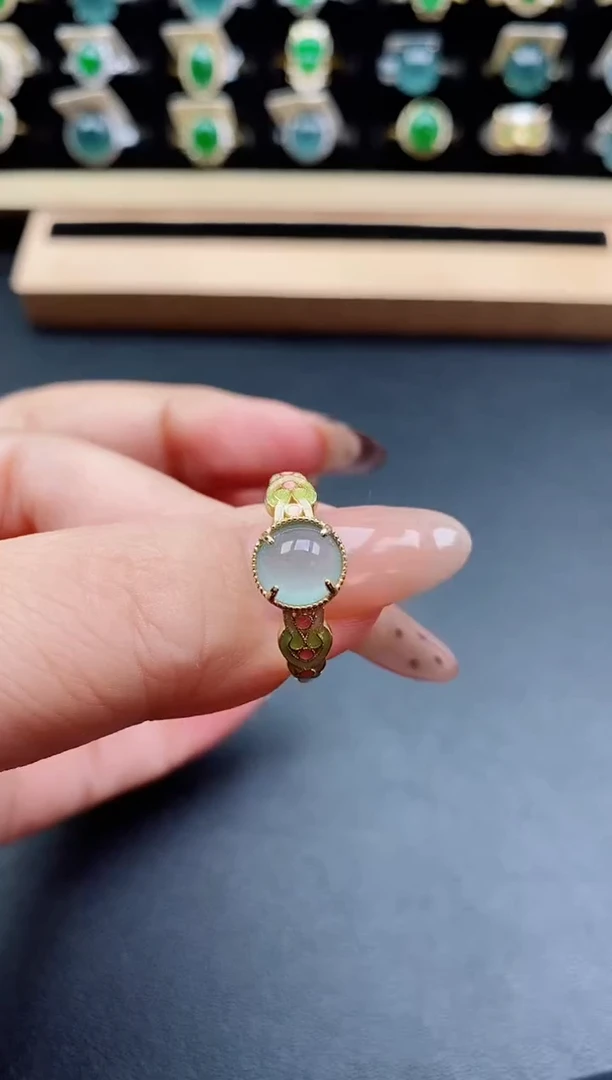 银S925镶嵌戒指翡翠1