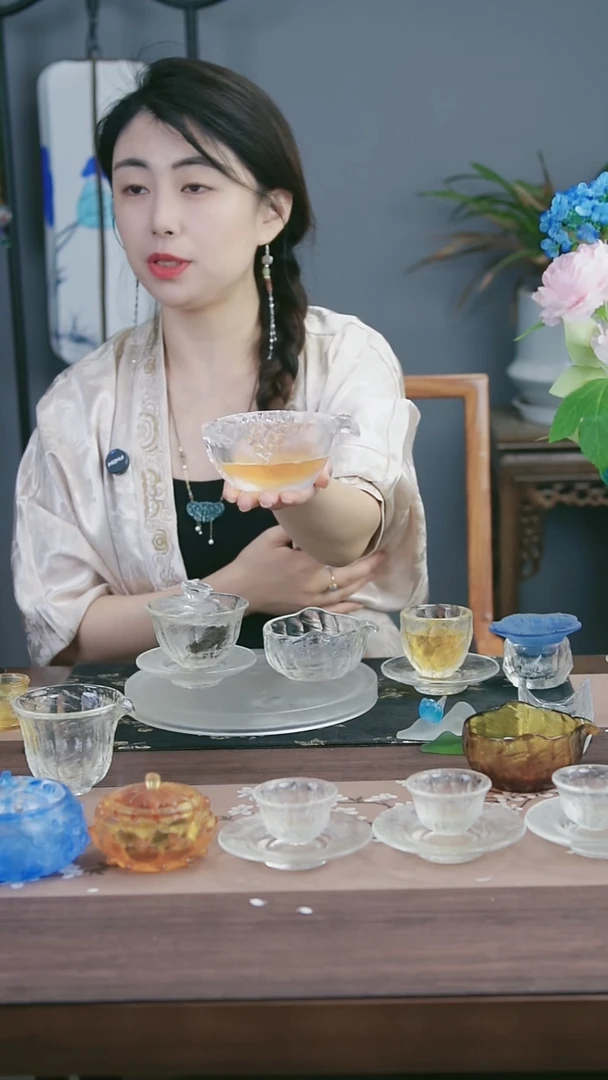 茶盏古法琉璃石榴公道白色