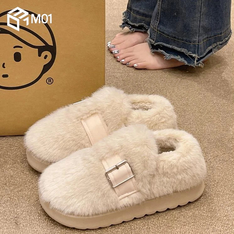 M01新款棉拖鞋女士冬季居家外穿加绒保暖厚底防滑韩系包跟棉鞋