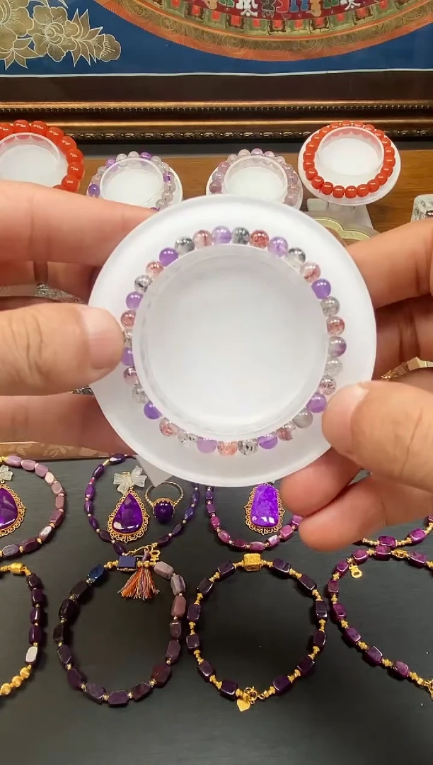 水晶手串未镶嵌超七黑加仑5mm 多样性发一