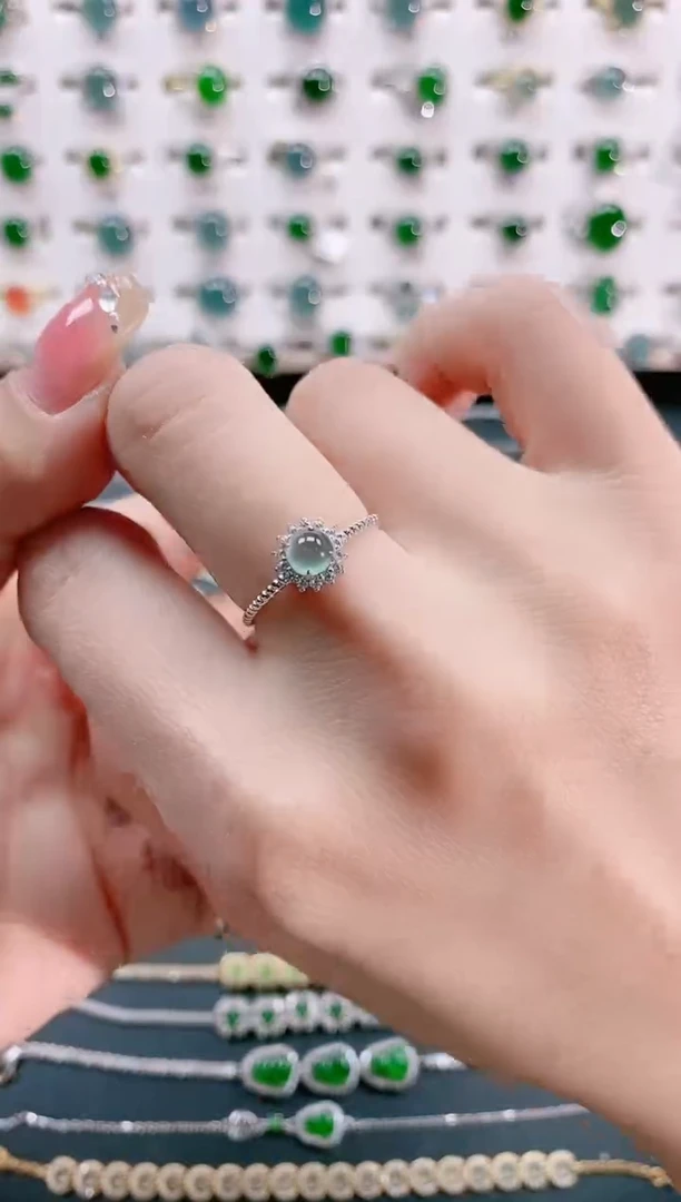 【闪购商品】翡翠戒指银S925镶嵌天然翡翠