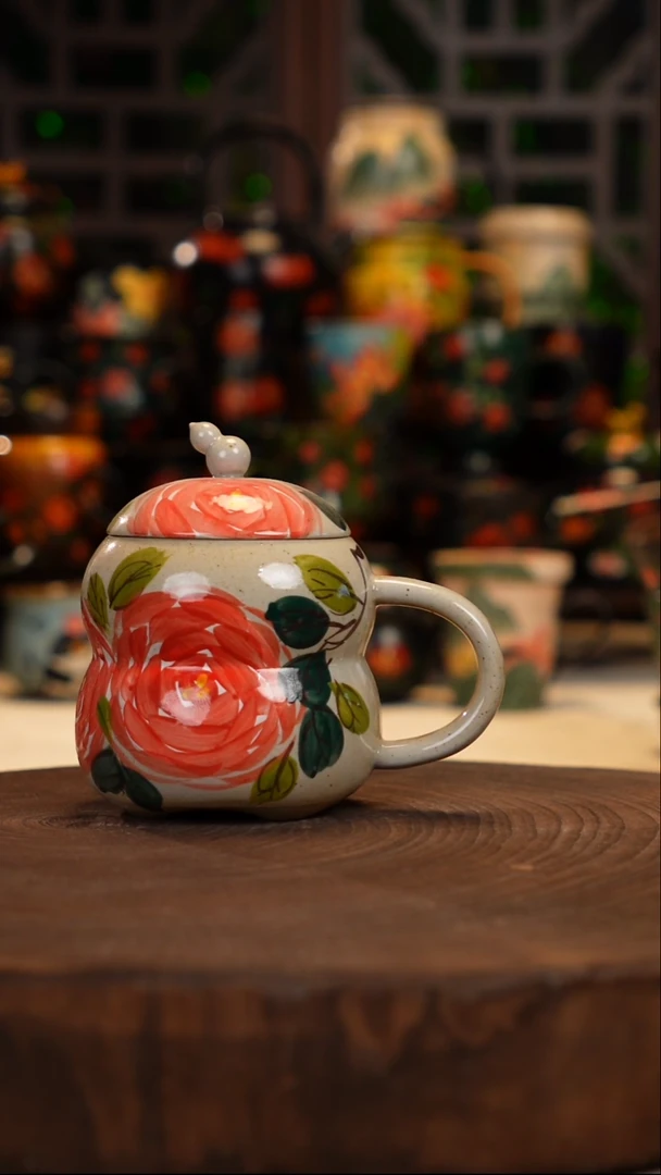 油画   手绘釉下彩杯子