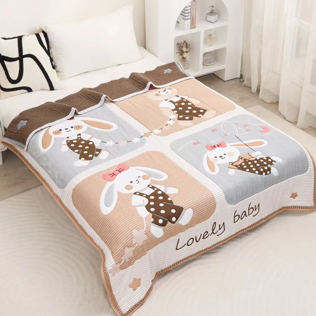 【萌萌兔】加厚冬被150*200cm精梳柔软泡芙被亲肤棉纱保暖盖被