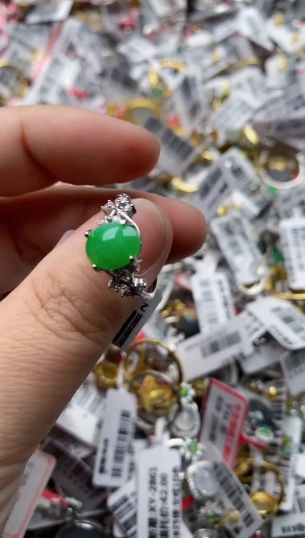 【闪购商品】翡翠戒指银S925镶嵌6666---7