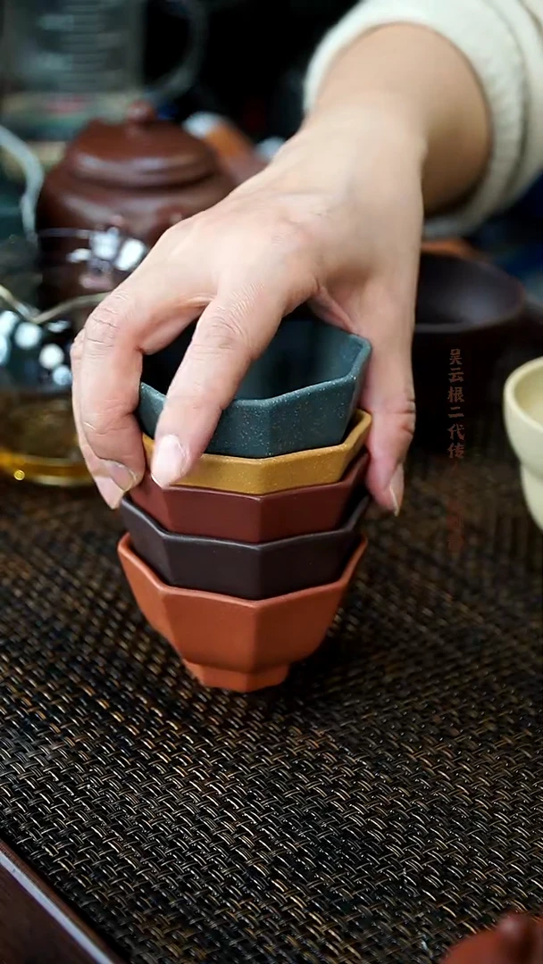 茶壶紫砂八方杯