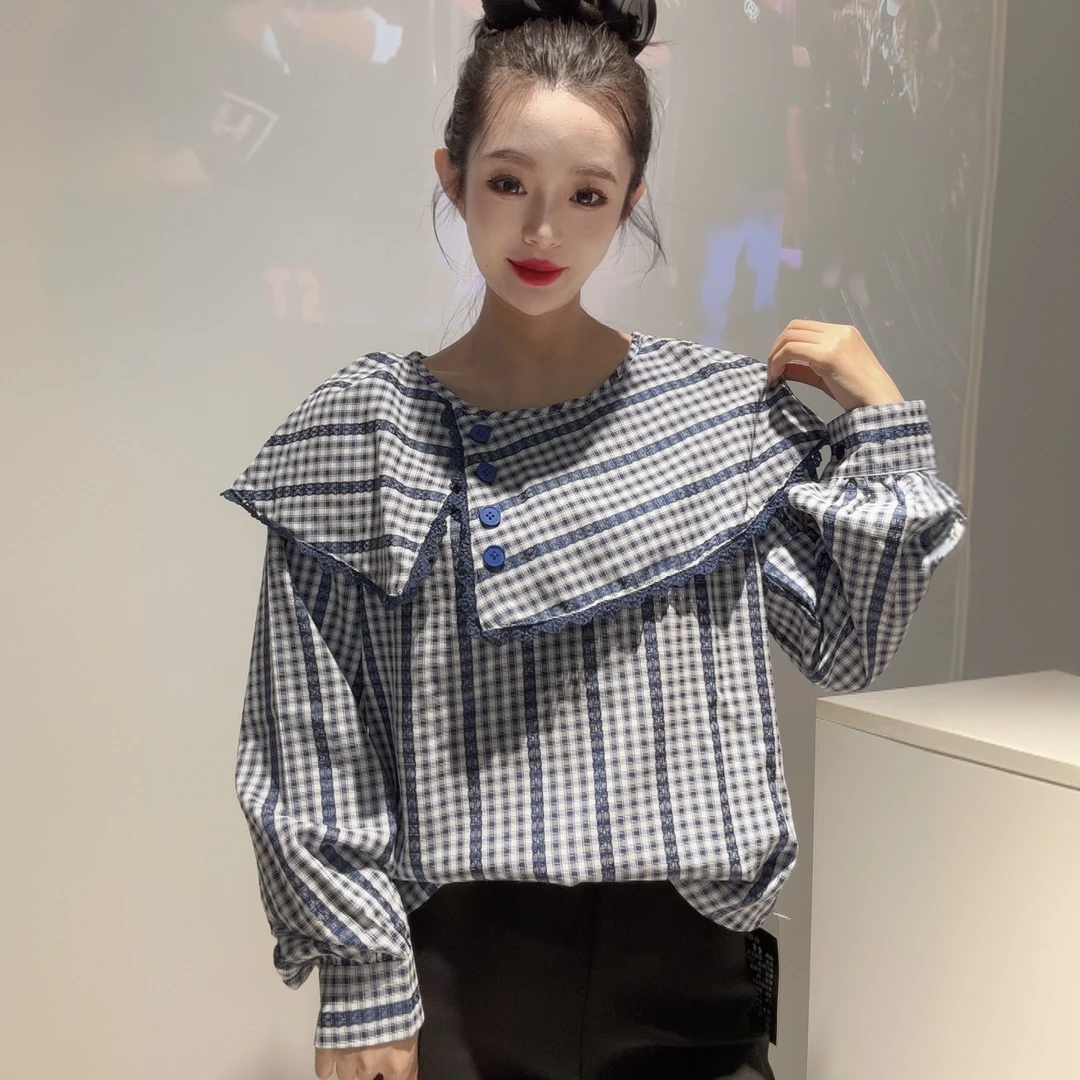 28562韩版花边领显白减龄娃娃衫