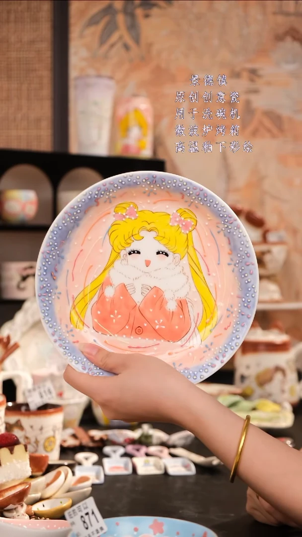 摆件景德镇手工手绘设计师款