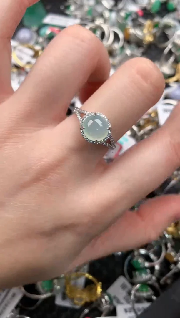 银S925镶嵌戒指翡翠555---6