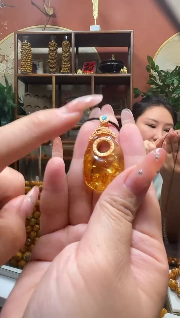 蜜蜡颈饰银S925镶嵌41天然蜜蜡珠宝奇石全都保真