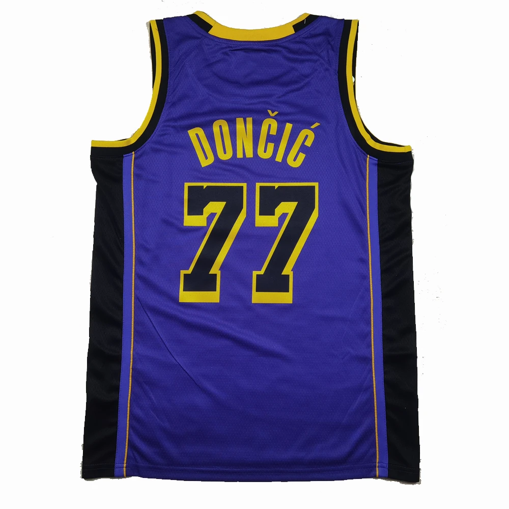 湖人东契奇77号球衣热压篮球训练速干透气运动服