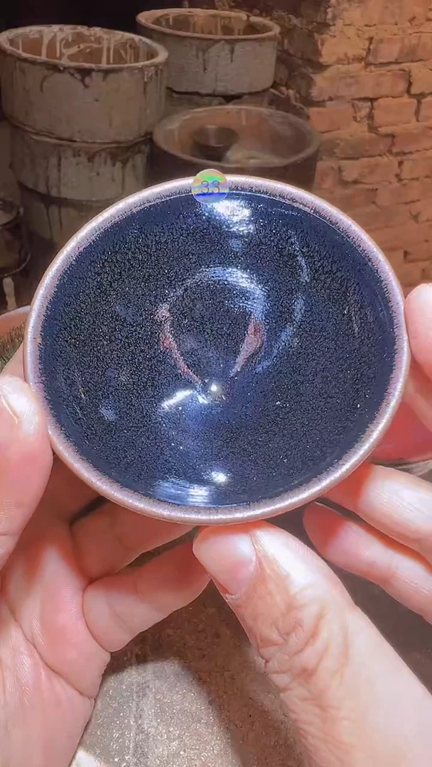 茶盏鹿*亚33非遗修光明 柴烧银油滴