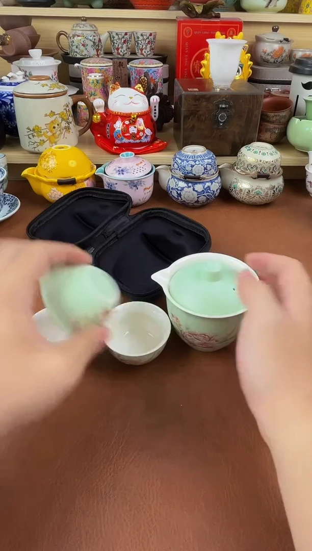 陶瓷茶具摆件旅行套组