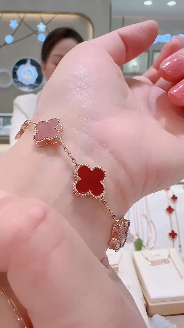 【闪购商品】玛瑙/玉髓手链18K金镶嵌手链13mm