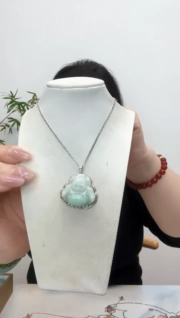 【闪购商品】翡翠吊坠(赠链)银S925镶嵌佛公