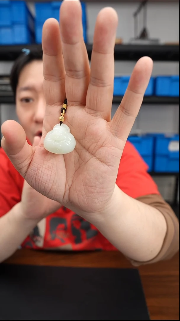 银S925镶嵌和田玉挂件0102DLB352弥勒挂坠