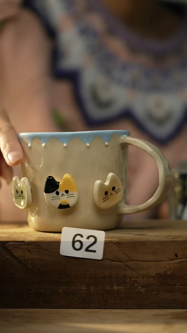 【闪购商品】瓷片设计师手作卡通系列 咖啡杯