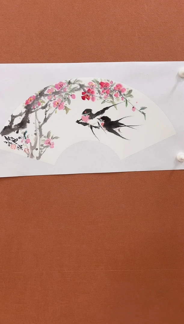 国画李文峰扇面花鸟