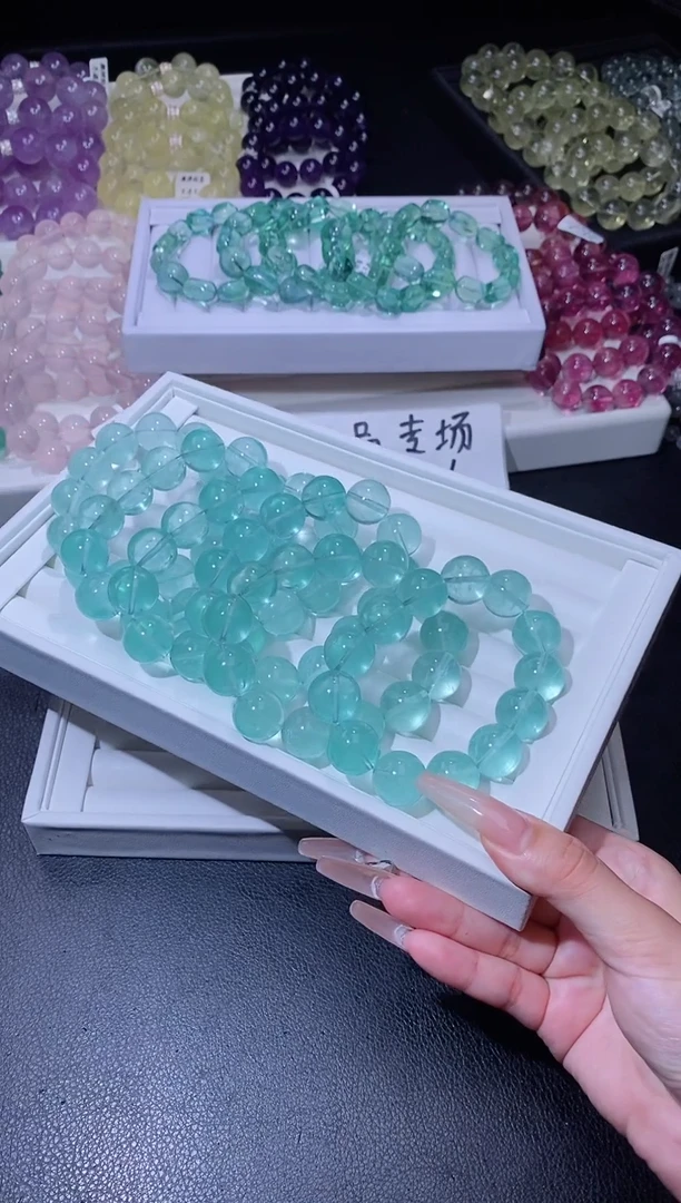 未镶嵌手链萤石916.28绿萤石手串 多样性发其一 微色差