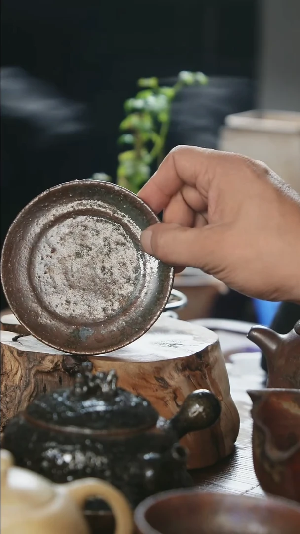紫砂全手工小壶承（绿）