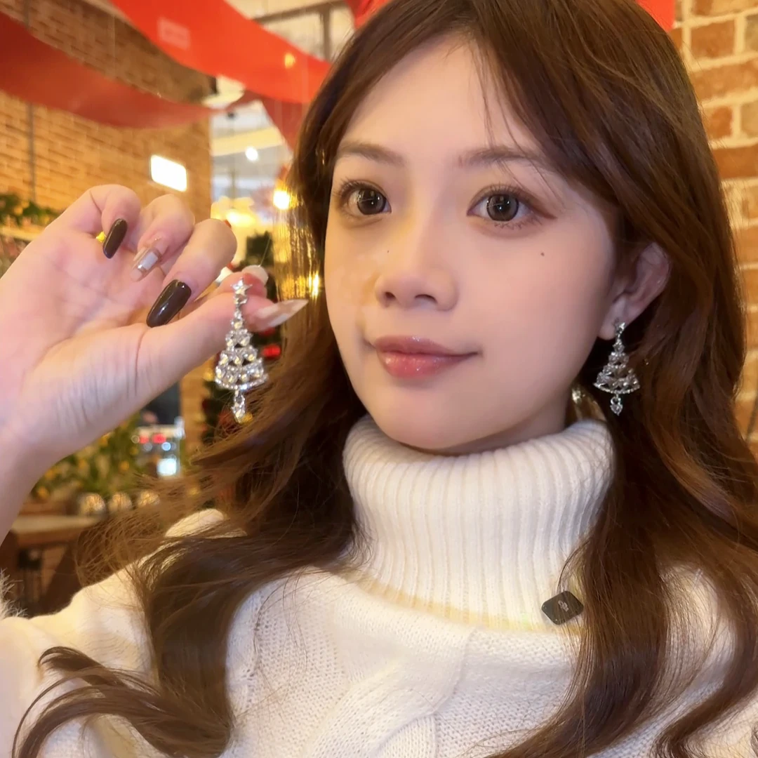 铜合金锆石耳饰 新款圣诞树耳环女轻奢高级感耳坠