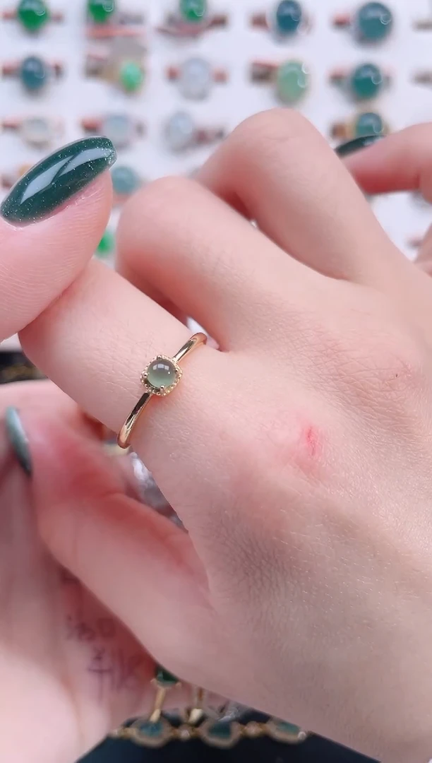 银S925镶嵌戒指翡翠天然翡翠