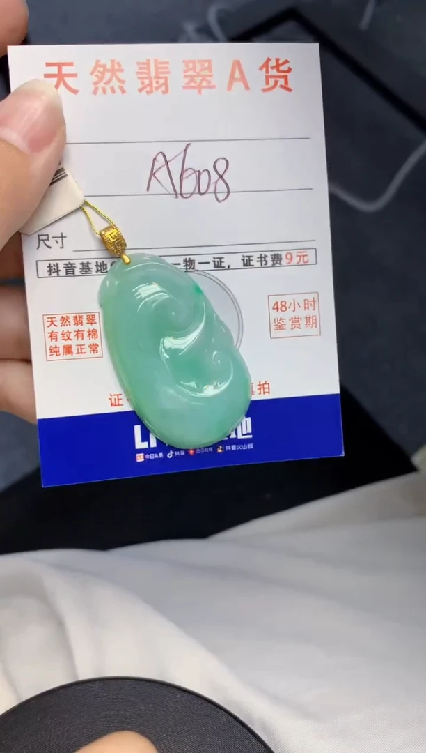 颈饰18K金镶嵌翡翠天然缅甸A货翡翠