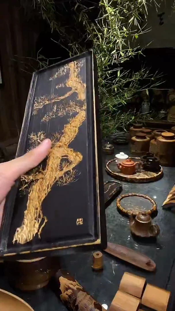 股*飞松树大茶盘长茶盘......