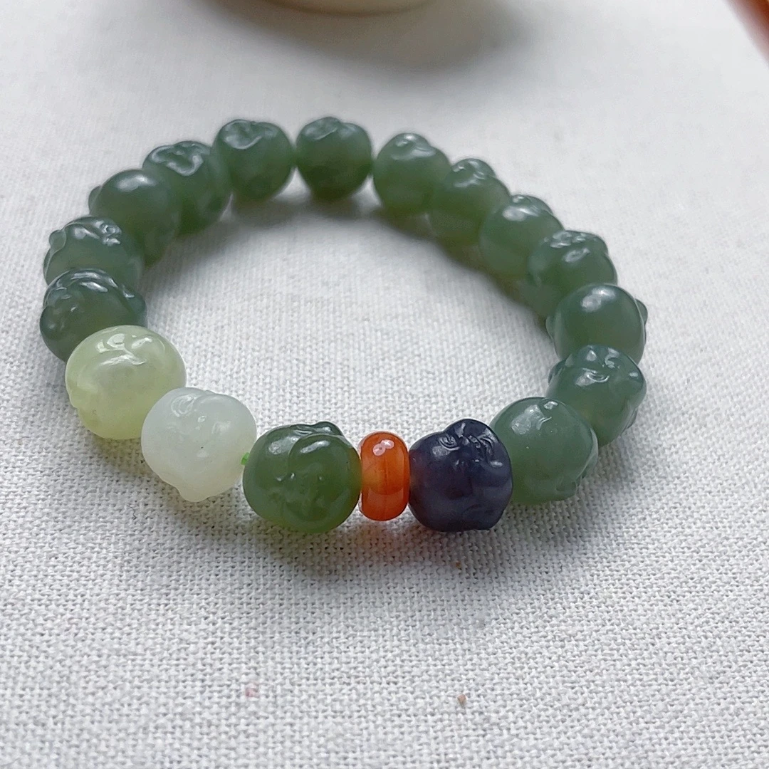 和田玉佛头手串精致高奢单圈