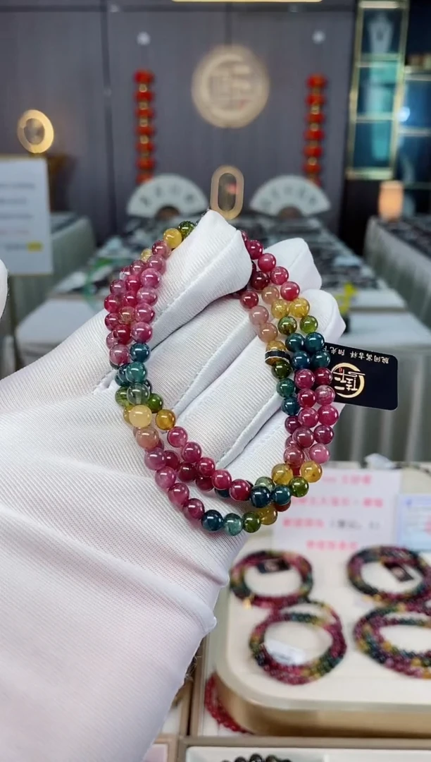 未镶嵌收藏级老矿碧玺三圈手串5mm+碧玺xion多样性发一条