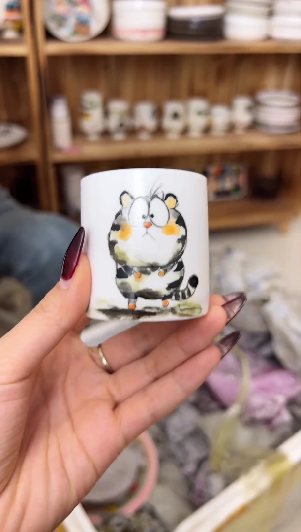 【闪购商品】摆件笙笙漫 手工手绘陶瓷杯杯