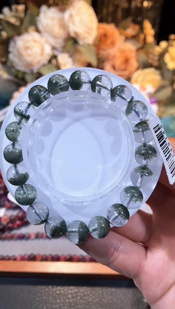 未镶嵌手链发晶聚宝盆绿幽灵10m+