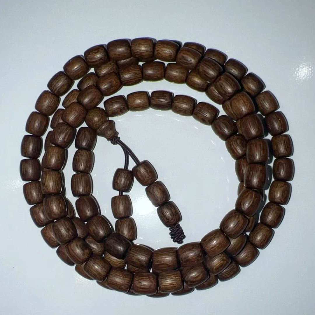 沉香【中国香药】0.7X108玉化留疤白棋桶珠沉香